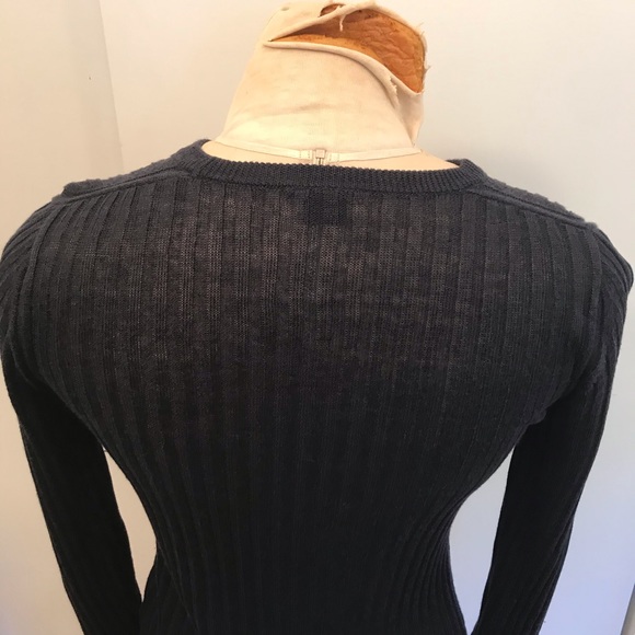 Theory Sag Harbor Kambee Armada Blue Linen knit Long Sleeve Sweater - Picture 8 of 16